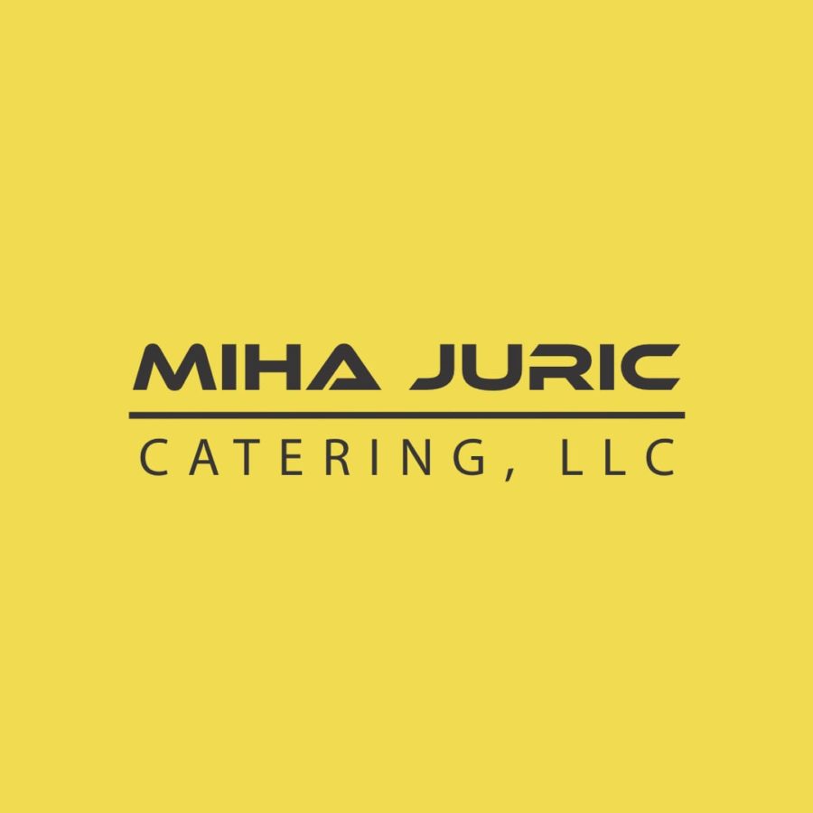 Marketing design case study for Miha Juric Catering featuring cohesive print and digital advertisements showcasing gourmet offerings and upscale branding